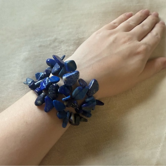 Lapis Lazuli Blue Gemstone Wrap Bracelet - Picture 4 of 7